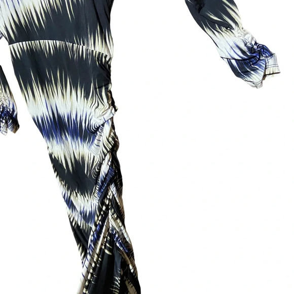 NWT GUESS 3/4 Sleeve Joise Rutched Mini Dress Jet Black Multi Size Medium - Picture 6 of 12